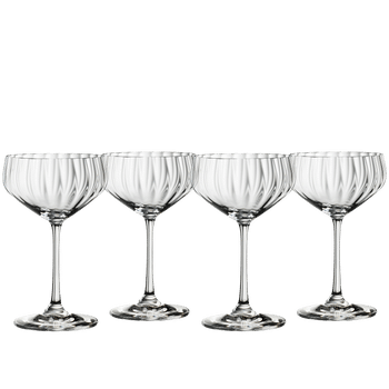 4 empty SPIEGELAU Lifestyle Coupette glasses side by side