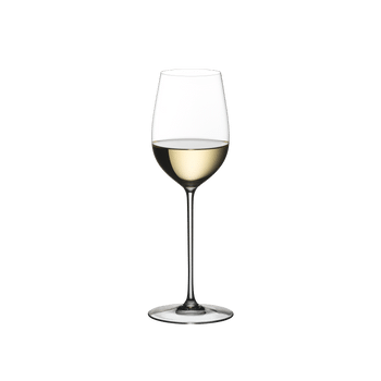 RIEDEL Superleggero Viognier/Chardonnay filled with white wine