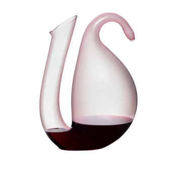 RIEDEL Decanter Ayam Rosa riempito con una bevanda su sfondo bianco