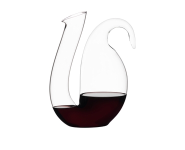 RIEDEL Decanter Ayam filled with a drink on a white background