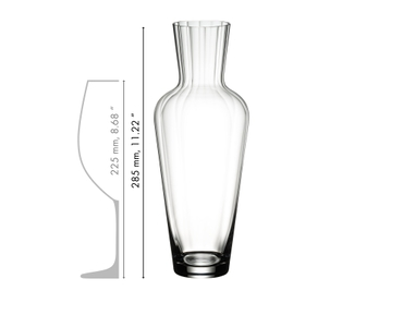 A RIEDEL Mosel Decanter Decanter filled with white wine on a transparent background.