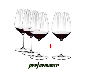 RIEDEL Performance Cabernet filled with a drink on a white background