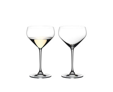 RIEDEL Extreme Junmai filled with a drink on a white background