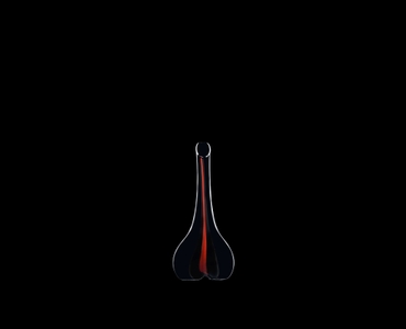 RIEDEL Decanter Black Tie Smile Red R.Q. on a black background