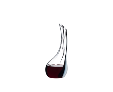 RIEDEL Cornetto Fatto A Mano Decanter filled with a drink on a white background