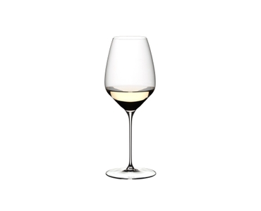 RIEDEL Veloce Riesling filled with a drink on a white background