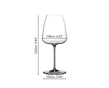 A RIEDEL Winewings Sauvignon Blanc glass filled with white wine on a white background.