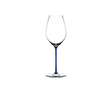 RIEDEL Fatto A Mano Champagne Wine Glass Dark Blue R.Q. on a white background
