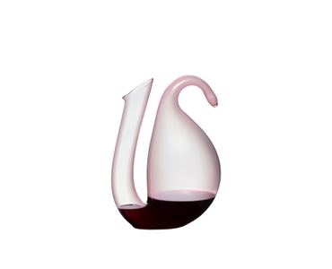 RIEDEL Ayam Decanter - rosa filled with a drink on a white background