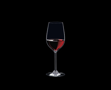 RIEDEL Wine Riesling/Zinfandel filled with a drink on a black background