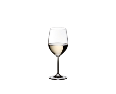 RIEDEL Viognier/Chardonnay filled with a drink on a white background