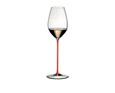 RIEDEL High Performance Riesling - red filled with a drink on a white background