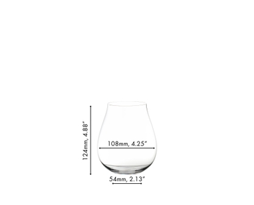An unfilled RIEDEL Gin Contemporary tumbler on white background with product dimensions