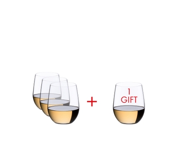 RIEDEL O Wine Tumbler Viognier/Chardonnay rempli avec une boisson sur fond blanc