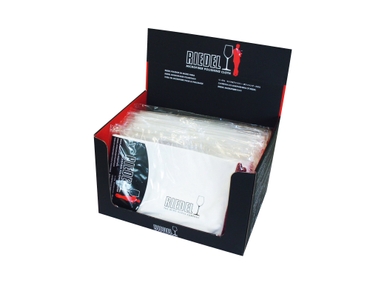 RIEDEL Microfiber Polishing Cloth filled with a drink on a white background