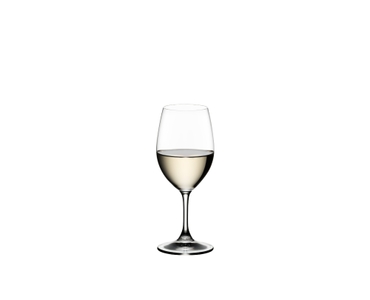 RIEDEL Ouverture White Wine/Magnum/Champagne Glass filled with a drink on a white background