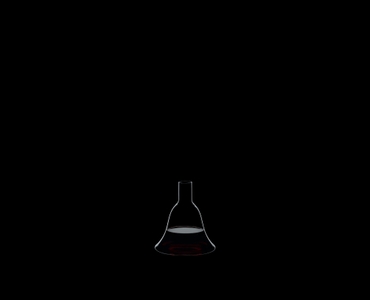 RIEDEL Decanter Macon filled with a drink on a black background