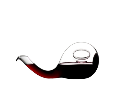 RIEDEL Decanter Escargot filled with a drink on a white background