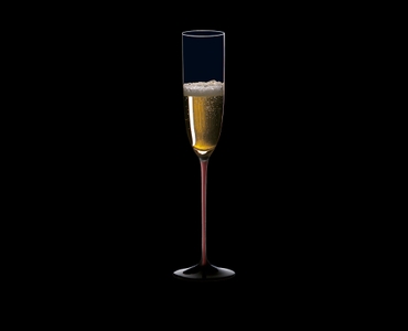 RIEDEL Black Series Collector's Edition Sparkling Wine filled with a drink on a black background
