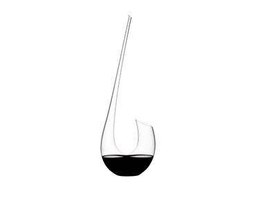 RIEDEL Swan Decanter filled with a drink on a white background