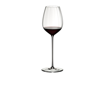 RIEDEL High Performance Cabernet Clear filled with a drink on a white background