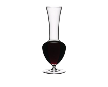 RIEDEL Decanter Girafe R.Q. filled with a drink on a white background
