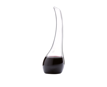 RIEDEL Decanter Cornetto Magnum R.Q. filled with a drink on a white background