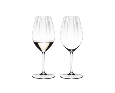 RIEDEL Performance Riesling filled with a drink on a white background