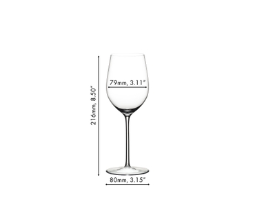 RIEDEL Sommeliers Mature Bordeaux/Chablis/Chardonnay glass filled with white wine on white background