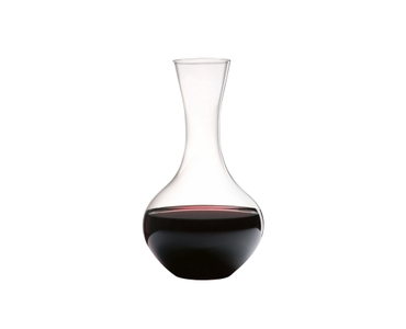 RIEDEL Syrah Decanter filled with a drink on a white background