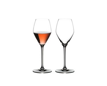 RIEDEL Extreme Rosé Wine/Rosé Champagne Glass filled with a drink on a white background