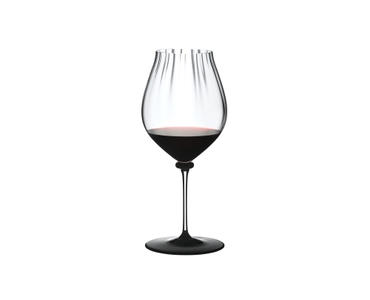 RIEDEL Fatto A Mano Performance Pinot Noir - black base filled with a drink on a white background