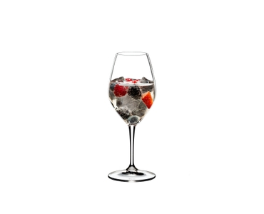 RIEDEL Mixing Champagne Set filled with a drink on a white background