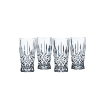 4 unfilled NACHTMANN Noblesse Softdrink glasses on white background