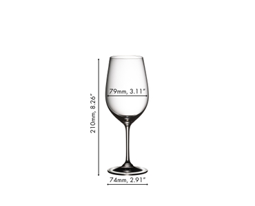 RIEDEL Vinum Riesling Grand Cru/Zinfandel glass filled with white wine on white background