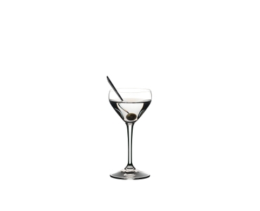 RIEDEL Drink Specific Glassware Mixology Nick & Nora Set filled with a drink on a white background