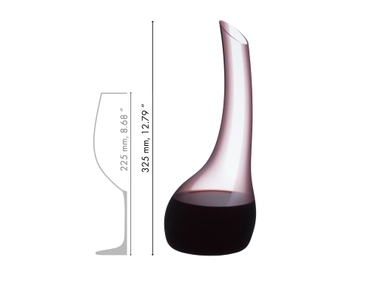 A RIEDEL Cornetto Confetti Decanter Pink on a white background filled with 750 ml | 25.61 oz.