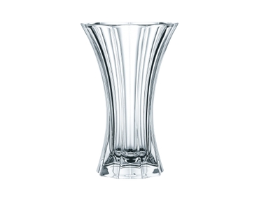 NACHTMANN Saphir Vase - 27cm | 10.625in gefüllt mit einem Getränk auf weißem Hintergrund