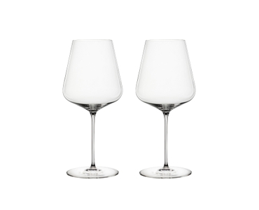 2 unfilled SPIEGELAU Definition Bordeaux Glass side by side on white background