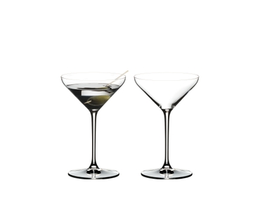 RIEDEL Extreme Martini filled with a drink on a white background