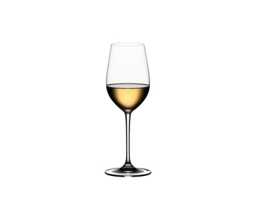 RIEDEL XL Restaurant Riesling Grand Cru filled with a drink on a white background