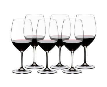 RIEDEL Vinum Cabernet Sauvignon filled with a drink on a white background