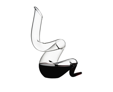 RIEDEL Decanter Boa filled with a drink on a white background