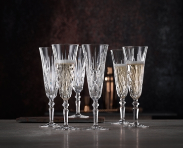 6 unfilled NACHTMANN Palais Taper Champagne Glasses on white background