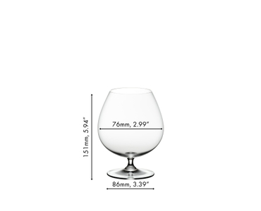 RIEDEL Vinum Brandy glass filled with brandy on white background