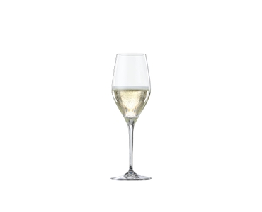 SPIEGELAU Special Glasses Prosecco gefüllt mit einem Getränk auf weißem Hintergrund