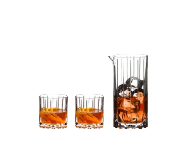RIEDEL Drink Specific Glassware Mixology Neat Set filled with a drink on a white background