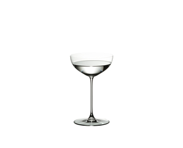 RIEDEL Veritas Coupe/Cocktail filled with a drink on a white background