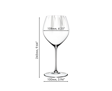 RIEDEL Performance Chardonnay glass filled with white wine on white background
