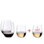 RIEDEL The O Wine Tumbler Viognier/Chardonnay + Cabernet/Merlot filled with a drink on a white background